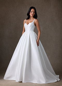 Azazie Anijah Wedding Dresses Diamond White Ball-Gown Stretch Mikado Dress image4