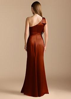 Azazie Rinna Bridesmaid Dresses Auburn Mermaid Ruched Metallic Satin Dress image7