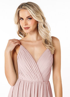 Azazie Gracie Final Sale Blushing Pink A-Line Pleated Chiffon Dress image6