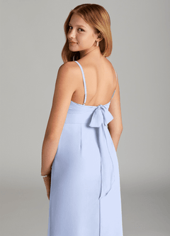 Azazie Mai Junior Ice Sheath Pleated Chiffon Dress image6