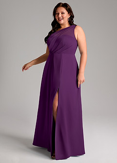 Azazie Phaedra Bridesmaid Dresses Grape A-Line One Shoulder Chiffon Dress image14
