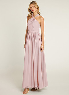 Azazie Jacey Bridesmaid Dresses Blushing Pink A-Line Pleated Chiffon Dress image3