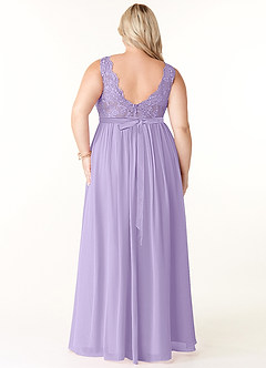 Azazie Elly Brautjungfernkleider A-Linie Rundhalsausschnitt mit Spitze Chiffon Kleid Flieder image8