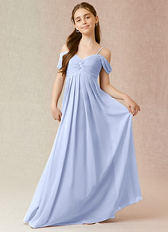 Azazie Kaitlynn Junior Ice A-Line Off the Shoulder Chiffon Dress image1