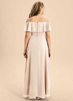 Azazie Maggie Junior White Alabaster A-Line Off the Shoulder Chiffon Dress image2