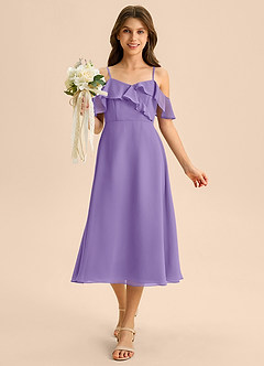 Azazie Kamilla Junior A-Linie Schulterfrei Chiffon Kleid Tahiti image4