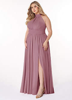 Azazie Iman Bridesmaid Dresses Vintage Mauve A-Line A-Line Ruched Chiffon Dress image19