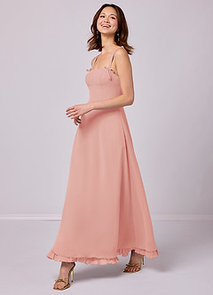 Barbie ♥ Azazie Bridesmaid Dresses Rosette A-Line Pleated Chiffon Dress image4