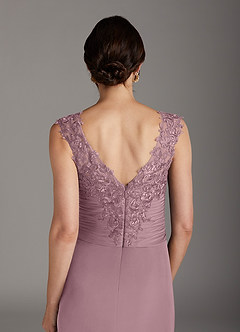 Azazie Edelin Mother of the Bride Dresses Dusty Rose A-Line Sweetheart Neckline Pleated Mesh Dress image7
