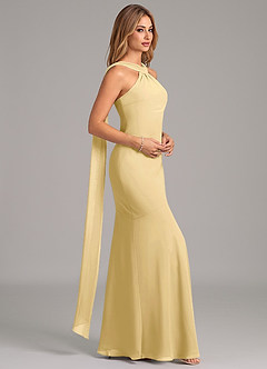 Azazie Kinsley Bridesmaid Dresses Butter Mermaid Pleated Chiffon Dress image6