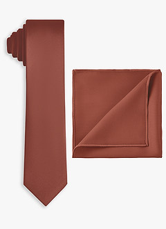 front Stretch Satin Skinny Tie and Pocket Square Set