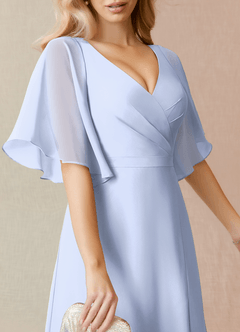 Azazie Cierra Probar vestidos en casa Vestido de Glicinia de Gasa de Corte en A con Cuello en V image7