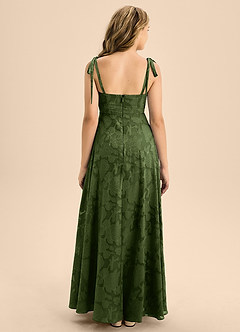 Azazie Rosey Junior Olive A-Line Sweetheart Neckline Floral Burnout Dress image2