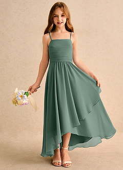 Azazie Twilight Dance Girls Formal Abiti da Ragazza di Fiori Abito A-Line in Chiffon Plissettato Eucalipto image1
