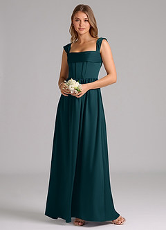 Azazie Hattie Brautjungfernkleider A-Linie Korsett Stretch-Satin Kleid Kiefer image1