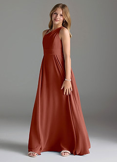 Azazie Dallas Junior Auburn A-Line Pleated Chiffon Dress image4