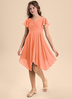Azazie Janeaurelia Junior Sunset A-Line Pleated Chiffon Dress image3