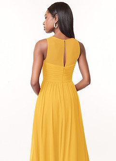 Azazie Nina Bridesmaid Dresses Marigold A-Line Pleated Chiffon Dress image3
