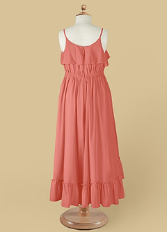 Azazie Karmen Blumenmädchenkleider A-Linie Gestreift Chiffon Kleid Lachsrosa image10
