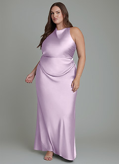 Azazie Evadne Brautjungfernkleider Etui Plissee Stretch-Satin Kleid Frostiges Flieder image12