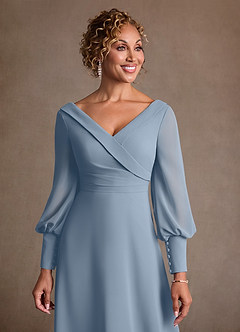 Azazie Paterson Suknie dla Matki Panny Młodej Linia A Pofałdowany Szyfon Długość kostki Sukienka image6