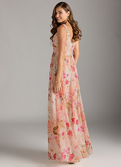 Azazie Keyla Bridesmaid Dresses Abstract Bouquet Floral A-Line V-Neck Pleated Chiffon Dress image6