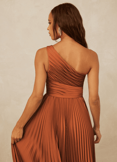 Christian Siriano Bridal for Azazie 1008 Bridesmaid Dresses Cinnamon A-Line One Shoulder Stretch Satin Dress image6