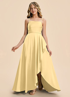 Azazie Naveah Junior Butter A-Line Ruched Stretch Satin Dress image3