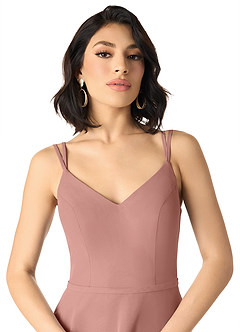 Azazie Janine Abiti da Damigella Abito A-Line in Chiffon con Scollo a V Cedro Rosa image3