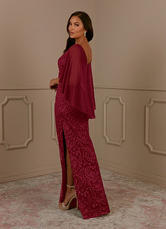 Azazie Collins Mother of the Bride Dresses Burgundy Sheath Lace Dress image3
