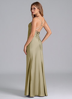 Azazie Seema Bridesmaid Dresses Moss Green Mermaid Corset Stretch Satin Dress image6