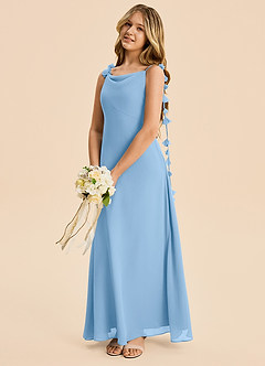 Azazie Gumdrop Junior Powder Blue Empire Pleated Chiffon Dress image2