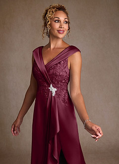 Azazie Santa Monica Mother of the Bride Dresses Mulberry A-Line Lace Dress image5