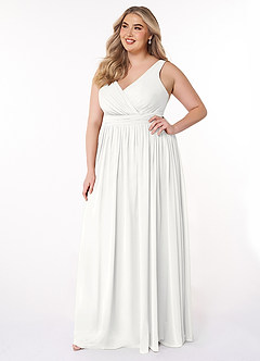Azazie Kora Bridesmaid Dresses White A-Line Pleated Chiffon Dress image9