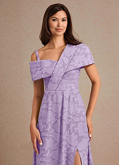 Azazie Milton Mother of the Bride Dresses Lilac A-Line Pleated Floral Burnout Dress image7
