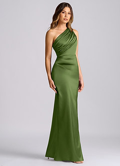 Azazie Akilah Bridesmaid Dresses Juniper Mermaid One Shoulder Stretch Satin Dress image3