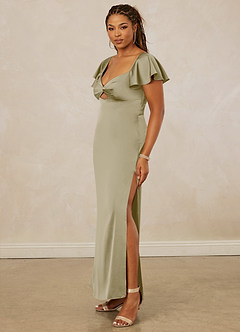 Christian Siriano Bridal for Azazie 1005 Bridesmaid Dresses Moss Green Sheath Sweetheart Neckline Stretch Satin Dress image11