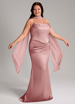 Azazie Sorrel Bridesmaid Dresses Dusty Rose Mermaid Strapless Stretch Satin Convertible Dress image12