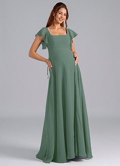 Azazie Bondi Maternity Bridesmaid Dresses A-Line Ruched Chiffon Floor-Length Dress image1