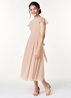 Azazie Payton Junior English Rose A-Line Bow Chiffon Dress image5