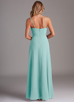 Azazie Breonna Bridesmaid Dresses Aqua A-Line Sweetheart Neckline Chiffon Dress image2