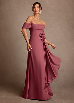 Azazie Amherst Abiti per la Madre della Sposa Abito A-Line in Chiffon a Spalla Scoperta Merlot image2