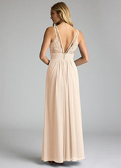 Azazie Maren Allure Bridesmaid Dresses White Alabaster A-Line V-Neck Lace Chiffon Dress image11