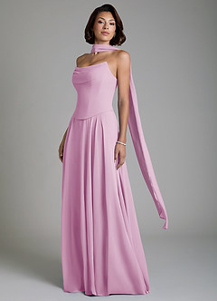 Azazie Ira Abiti da Damigella Abito A-Line in Chiffon Corsetto Rosa Confetto image8