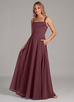 Azazie Shaude Bridesmaid Dresses Sangria A-Line Pleated Chiffon Dress image4