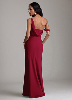 Azazie Madelyn Bridesmaid Dresses Burgundy Mermaid One Shoulder Chiffon Convertible Dress image2
