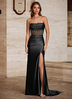 Luxen Schwarz Ballkleid mit Wasserfallausschnitt image4