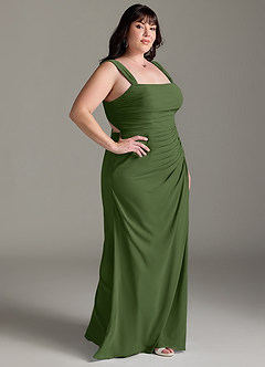 Azazie Jesaphine Bridesmaid Dresses Olive Sheath Bow Chiffon Dress image10