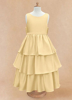 Azazie Margie Flower Girl Klänningar Klä A-Linje i Stretch Satin Rosett image4