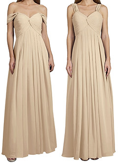 Azazie Kaitlynn Brautjungfernkleider Wandelbar Empire Gerafft Chiffon Kleid Champagner image8